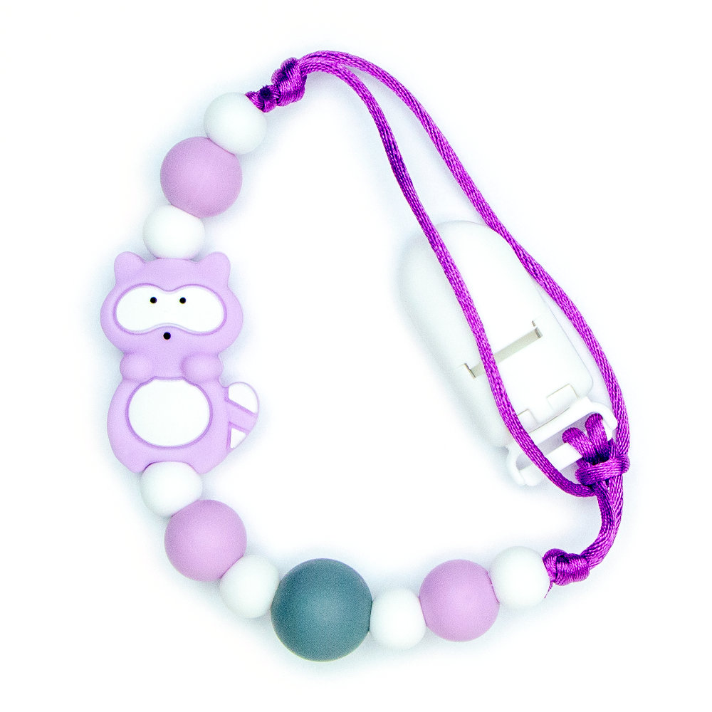 Pacifier Clips Baby Raccoon - Purple