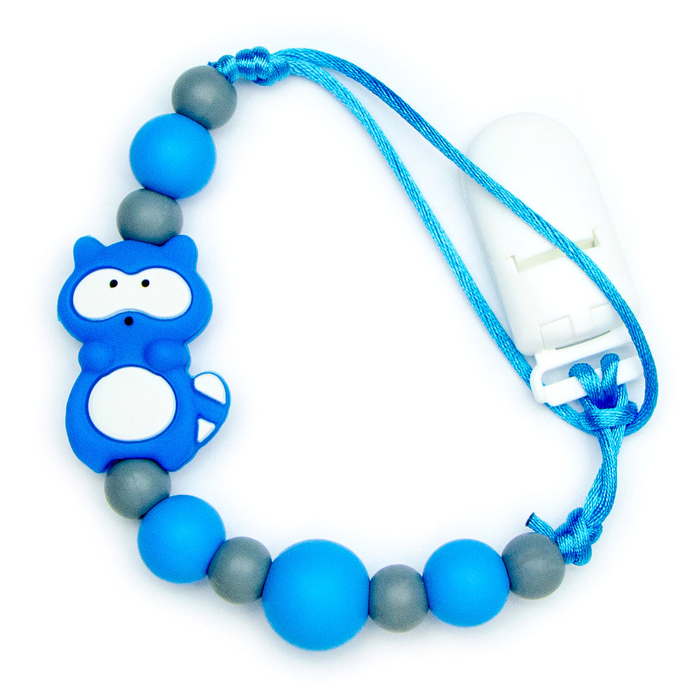 Pacifier Clips Baby Raccoon - Blue