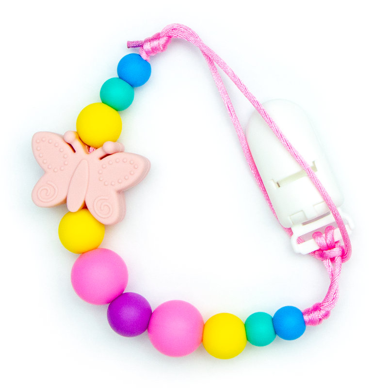 Pacifier Clips Butterfly - Pink