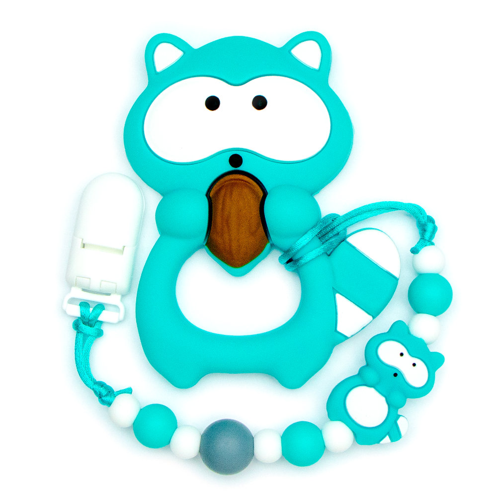 Teething Toys Raccoon - Turquoise