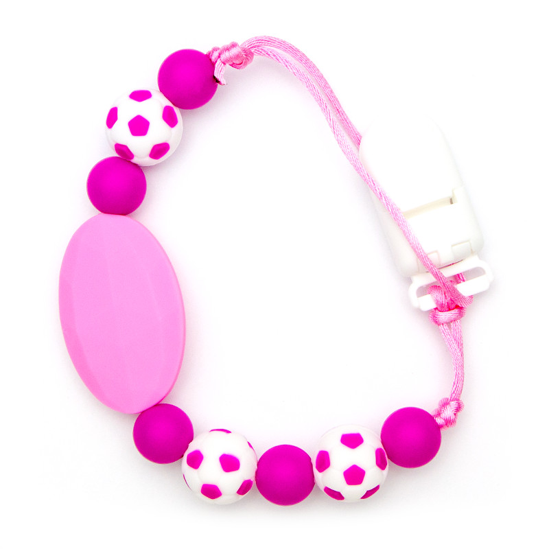Pacifier Clips Football - Pink