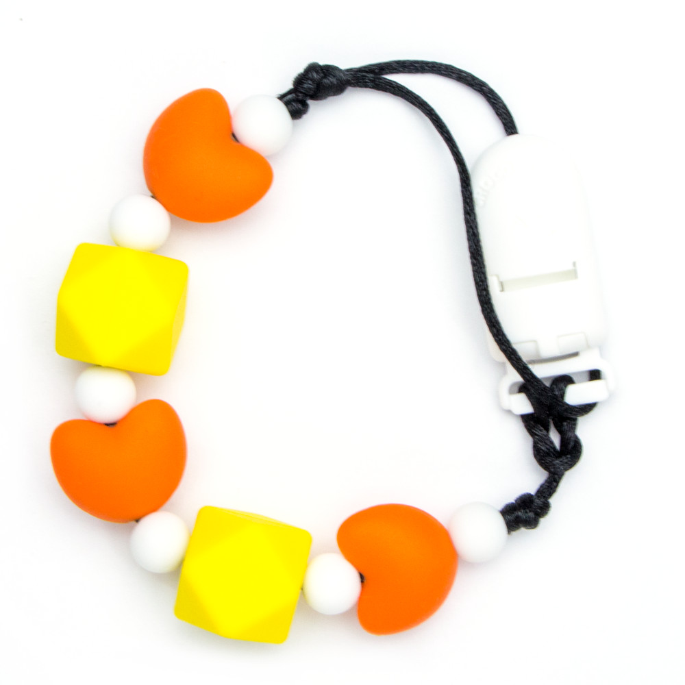 Pacifier Clips Little heart - Orange