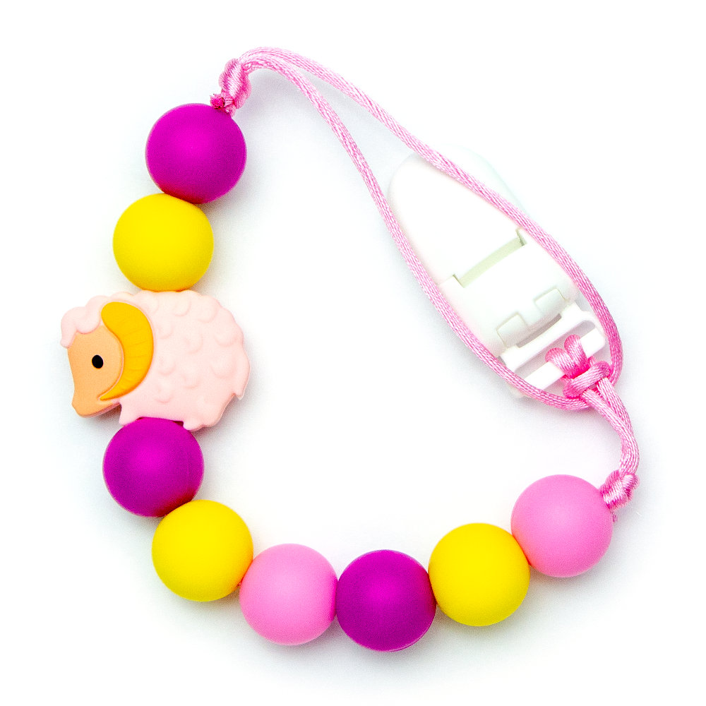 Pacifier Clips Lamb - Pink