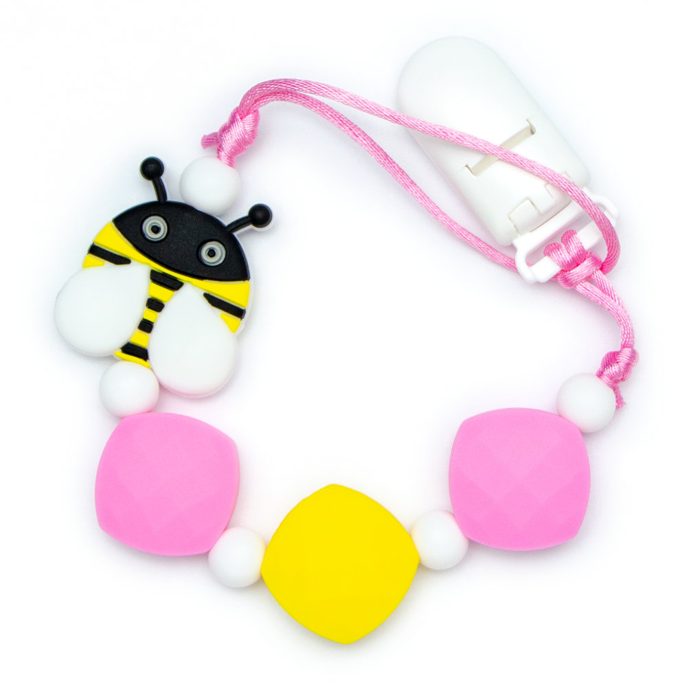 Pacifier Clips Bee - Pink