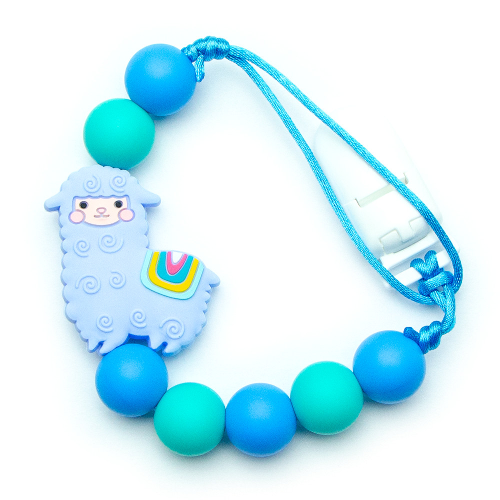 Pacifier Clips Baby Alpaca - Blue