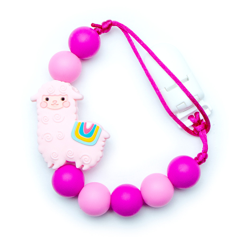 Pacifier Clips Baby Alpaca - Pink