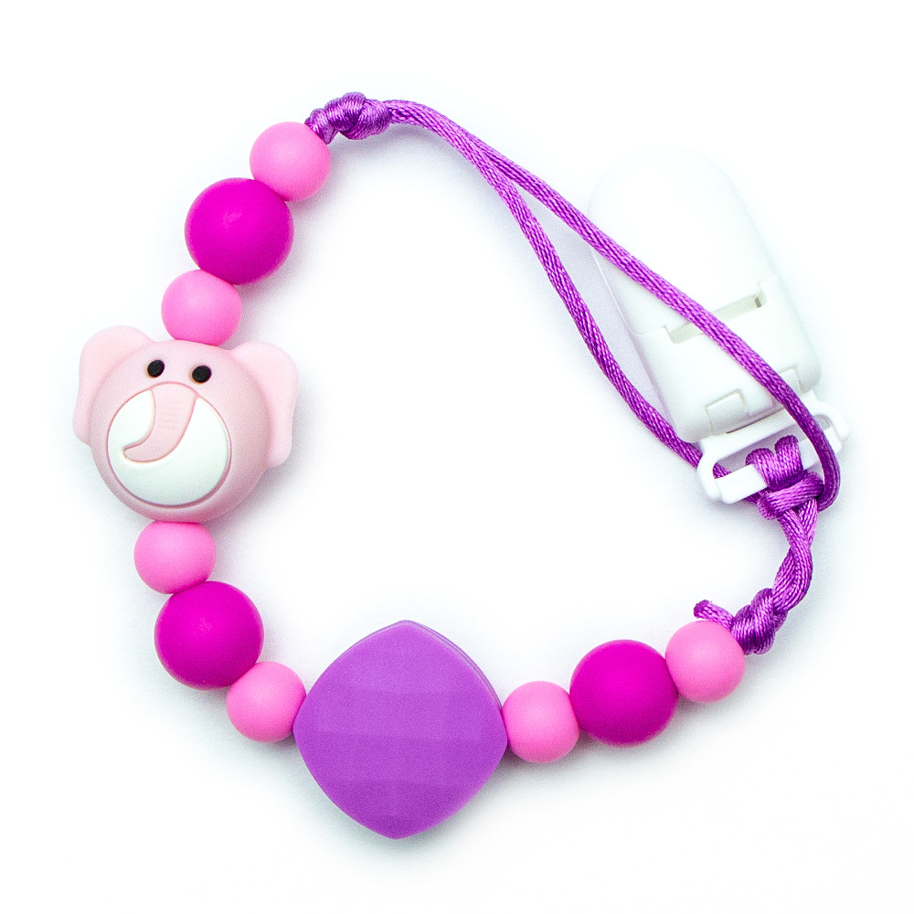 Pacifier Clips baby Elephant - Pink