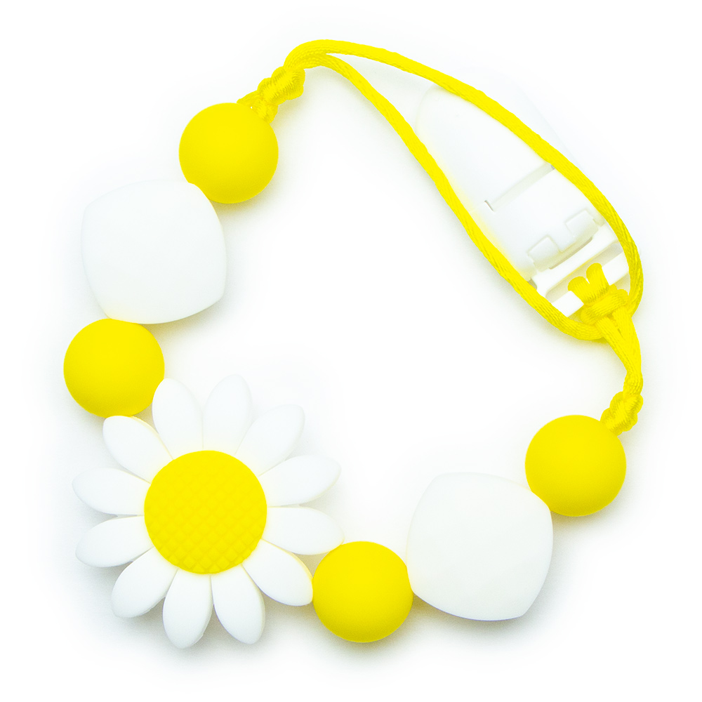 Pacifier Clips Daisy - White