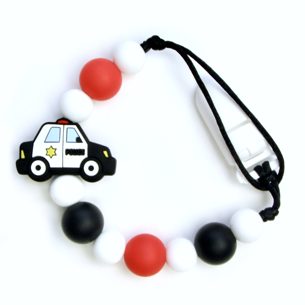 Pacifier Clips Police - Red